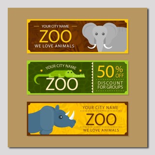 单色系列动物园门票卡券